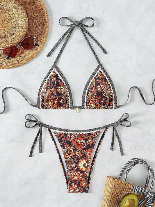 Sexy bikini set with multi-color floral print - Ayla Boutique