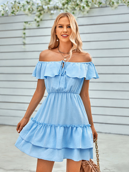 Spring/Summer Casual Off-The-Shoulder Ruffled Dress
