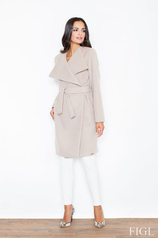 beige coat front view