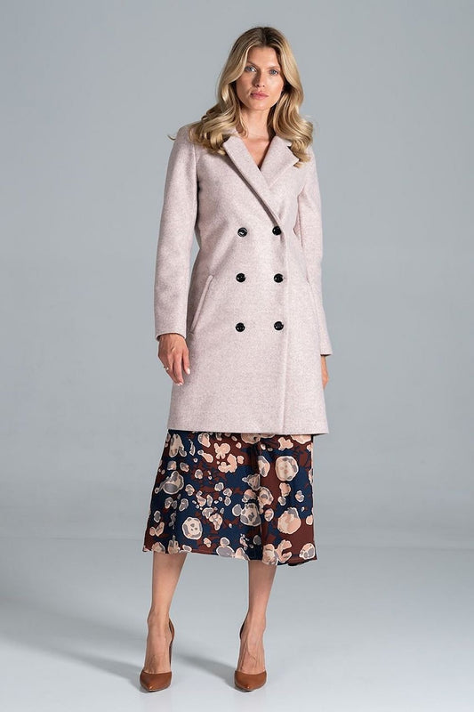 pink belted coat front view