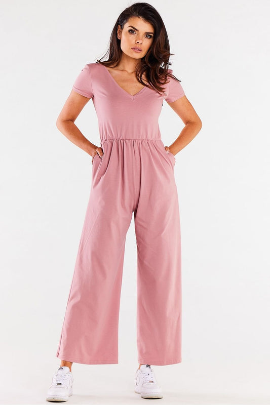 pink short sleeve suit front view