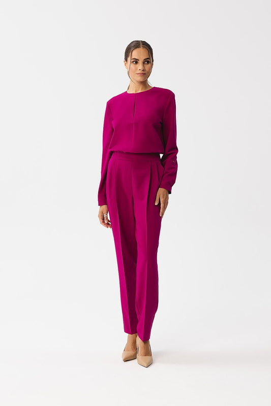 violet long sleeve suit front view