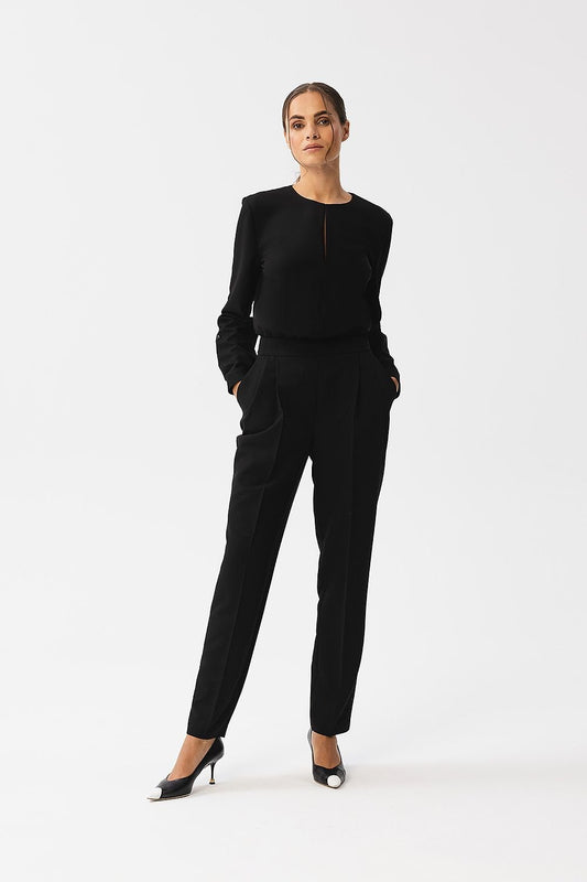 black long sleeve suit front view