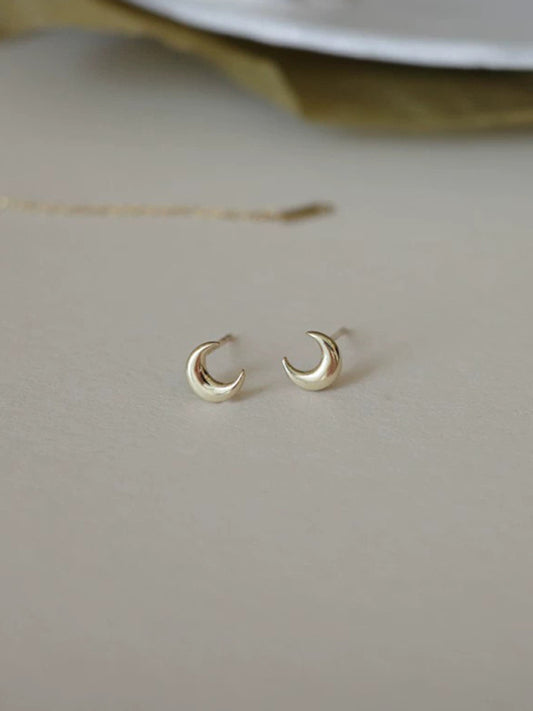 Glossy Simple Small Crescent Moon Earrings